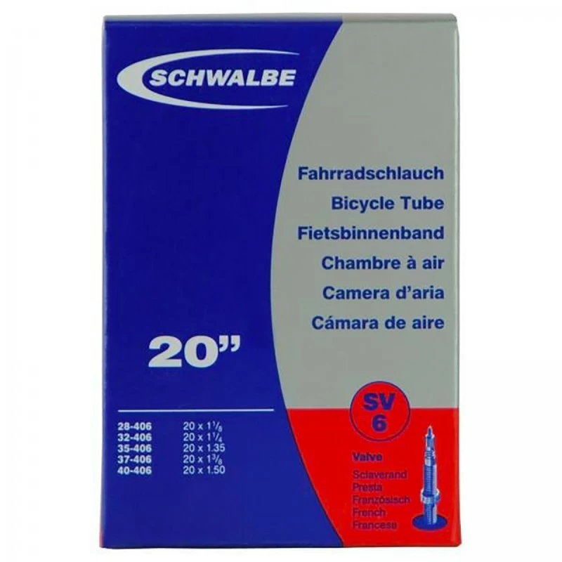CHAMBRE A AIR SCHWALBE - 20" - PRESTA - BOITE 3 CHAMBRE A AIR SCHWALBE - 20" - PRESTA - BOITE