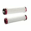 POIGNEES TLD ODI MTB BLANCHE / LOCK ROUGE -Vélos Soldes Boutique poignees tld odi mtb blanche lock rouge